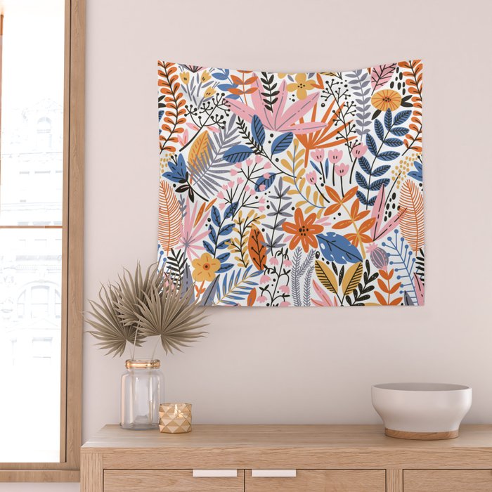 Colorful Jungle Garden Wall Tapestry Gallery Image 2