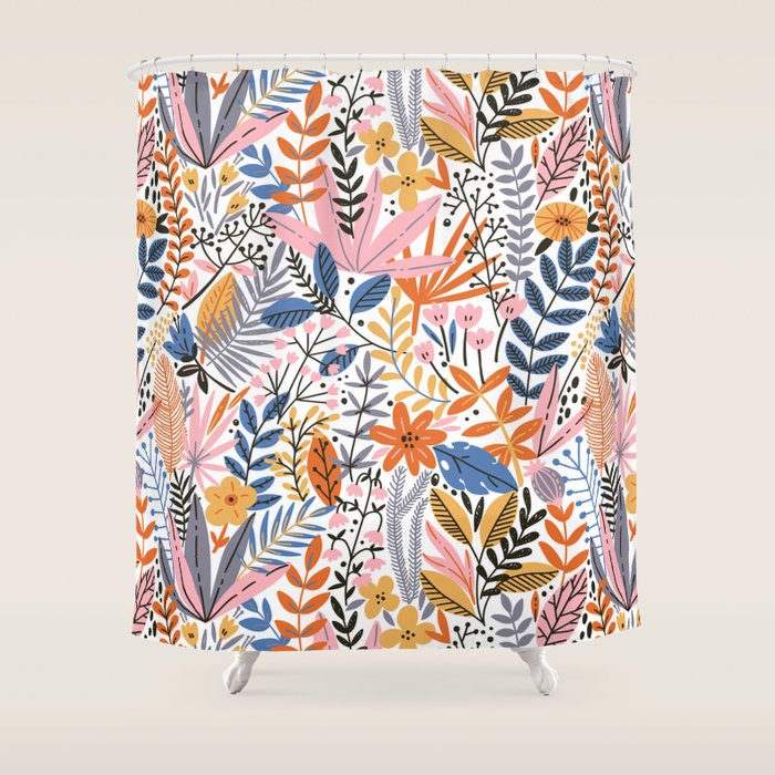 Colorful Jungle Garden Shower Curtain Gallery Image 1