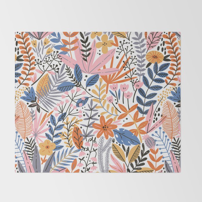 Colorful Jungle Garden Throw Blanket Gallery Image 2
