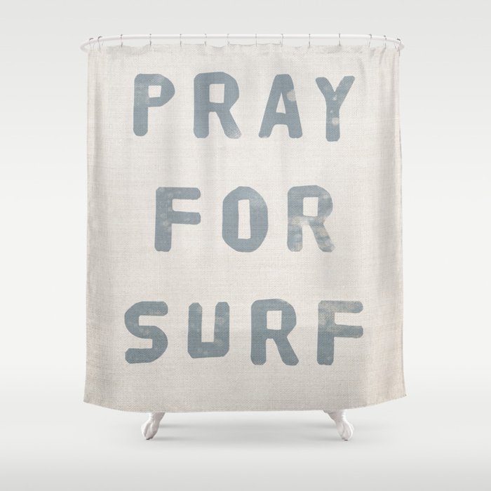 Pray For Surf (Linen) Shower Curtain Gallery Image 1