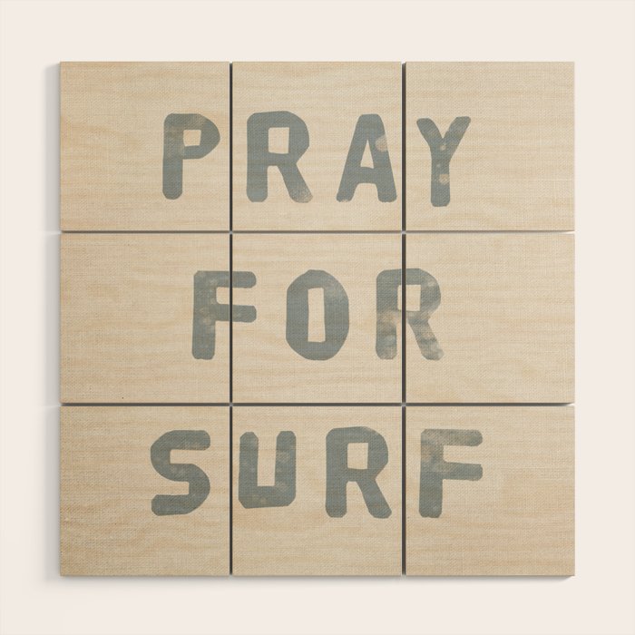 Pray For Surf (Linen) Wood Wall Art Gallery Image 1