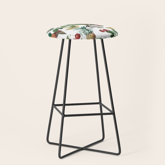 Tropical Vintage Floral and Fauna Stool Gallery Image 1