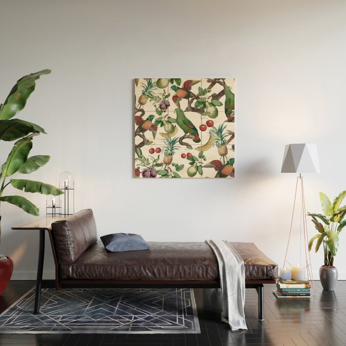 Tropical Vintage Floral and Fauna Wood Wall Art Gallery Image 2