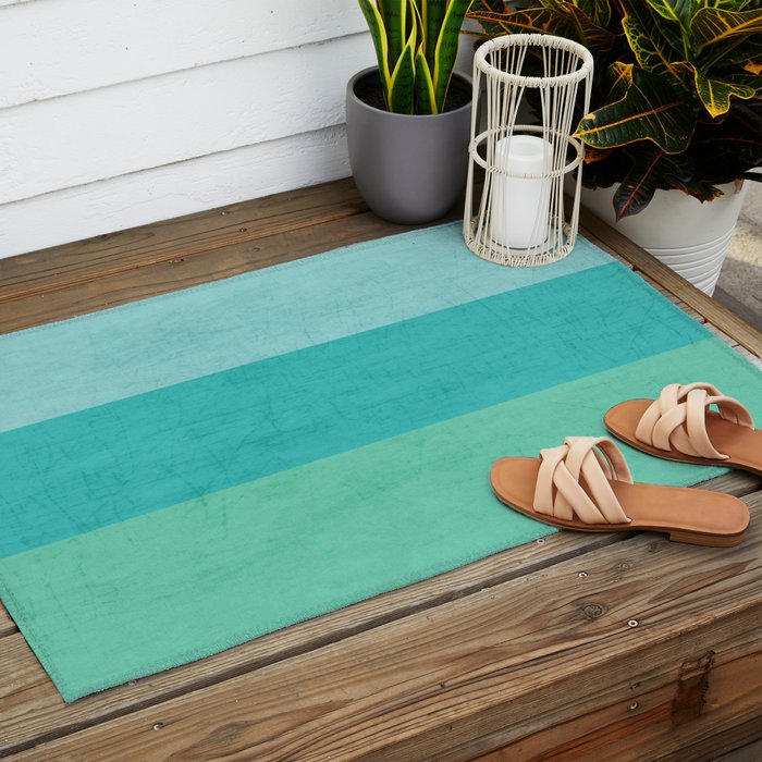 three stripes - teal Outdoor Rug Gallery Image 2