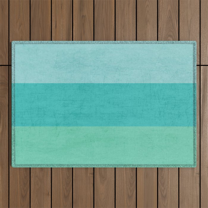 three stripes - teal Outdoor Rug Gallery Image 1