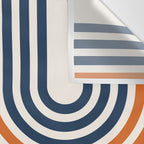 Mid Century Modern Geometric 450 in Navy Blue and Orange (Rainbow and Sun Abstraction) Wall Tapestry Gallery Image 3