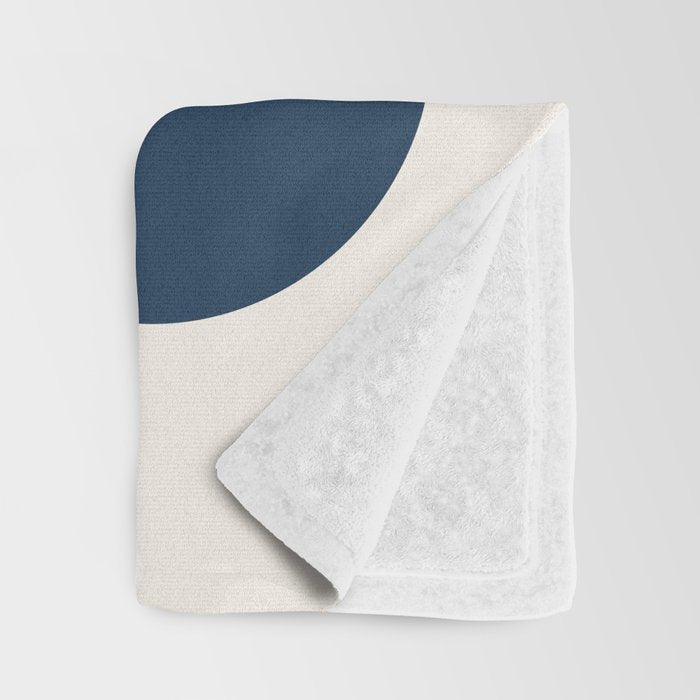 Mid Century Modern Geometric 450 in Navy Blue and Orange (Rainbow and Sun Abstraction) Throw Blanket Gallery Image 3