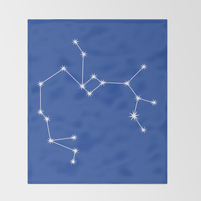 Sagittarius Zodiac Star Constellation Line Art Vibrant Blue Throw Blanket Gallery Image 2
