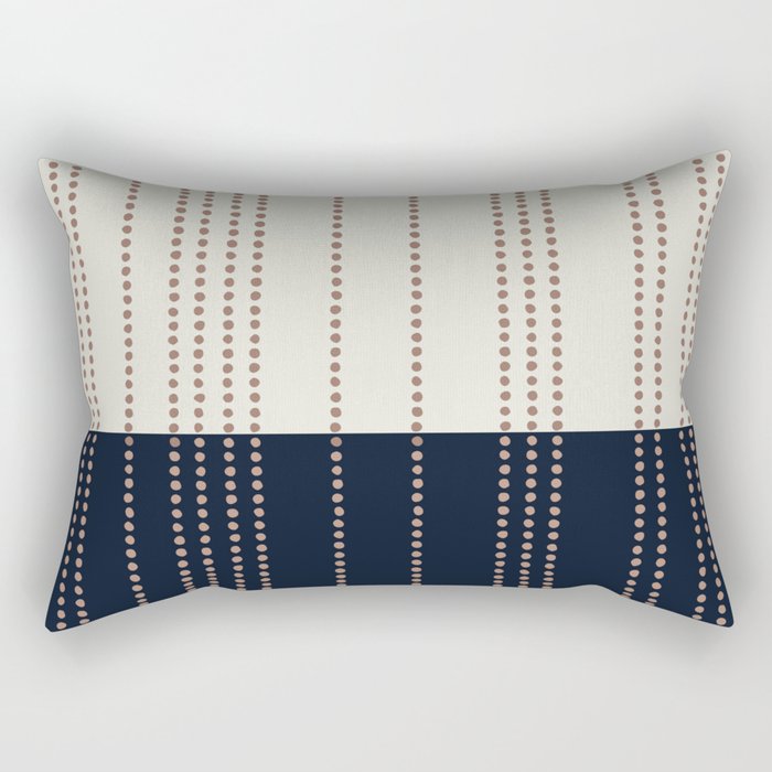 Spotted Stripes, Navy, Ivory and Light Terracotta Rectangular Pillow Gallery Image 2