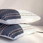 Spotted Stripes, Navy, Ivory and Light Terracotta Pillow Sham Gallery Image 3