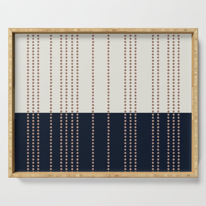 Spotted Stripes, Navy, Ivory and Light Terracotta Serving Tray Gallery Image 1