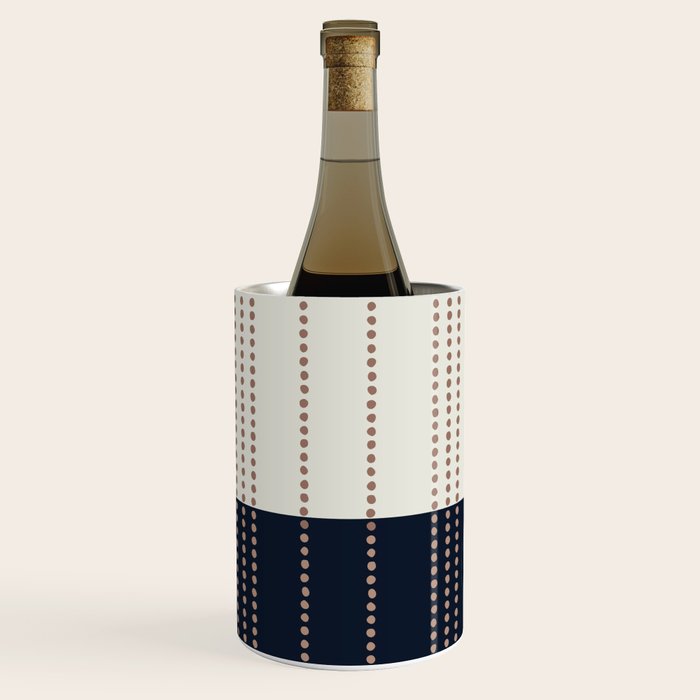 Spotted Stripes, Navy, Ivory and Light Terracotta Wine Chiller Gallery Image 1