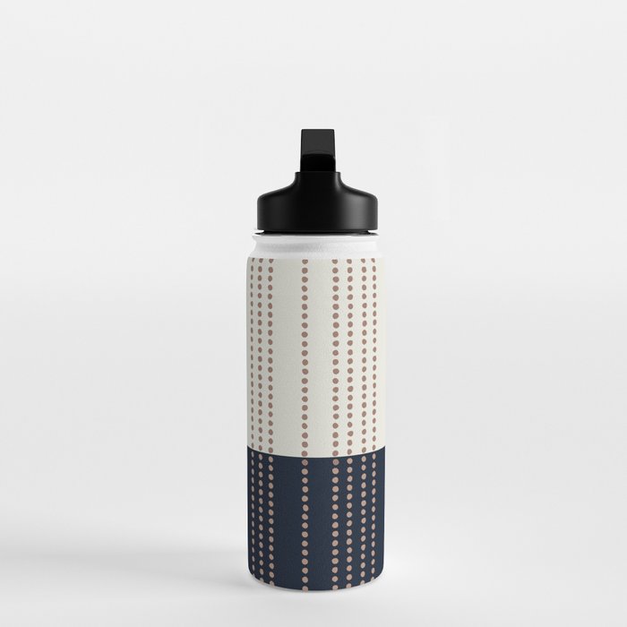 Spotted Stripes, Navy, Ivory and Light Terracotta Water Bottle Gallery Image 3