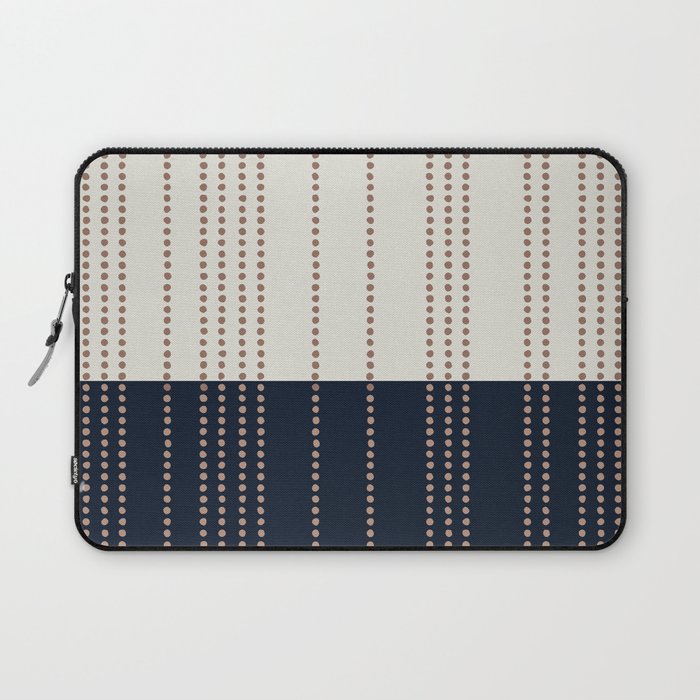 Spotted Stripes, Navy, Ivory and Light Terracotta Laptop Sleeve Gallery Image 1