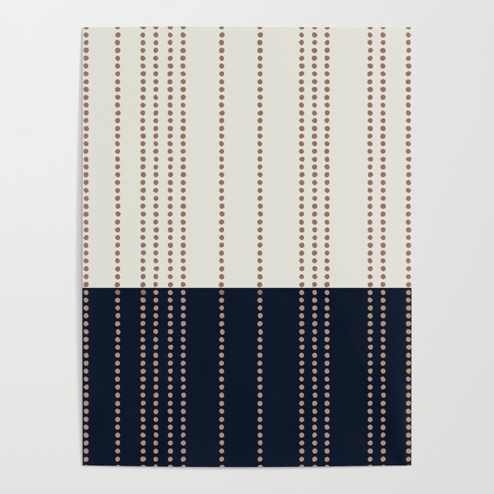 Spotted Stripes, Navy, Ivory and Light Terracotta Poster Gallery Image 4