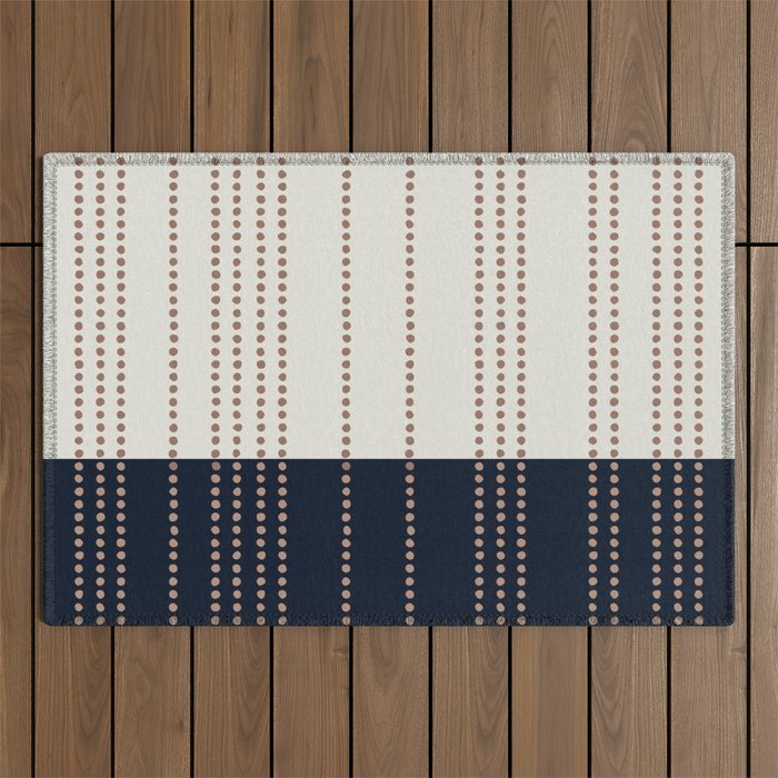 Spotted Stripes, Navy, Ivory and Light Terracotta Outdoor Rug Gallery Image 1