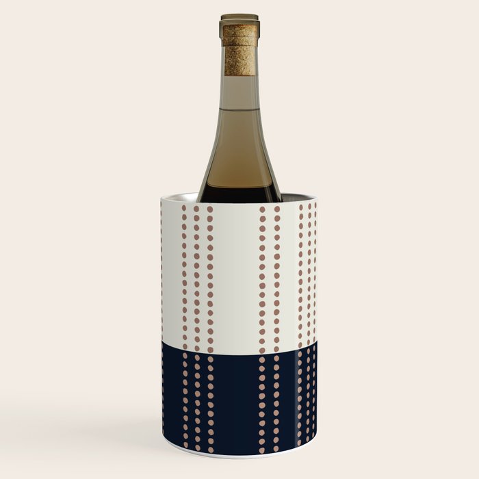 Spotted Stripes, Navy, Ivory and Light Terracotta Wine Chiller Gallery Image 3