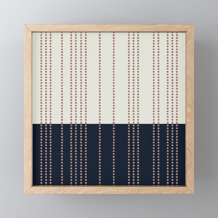Spotted Stripes, Navy, Ivory and Light Terracotta Mini Art Print Gallery Image 1