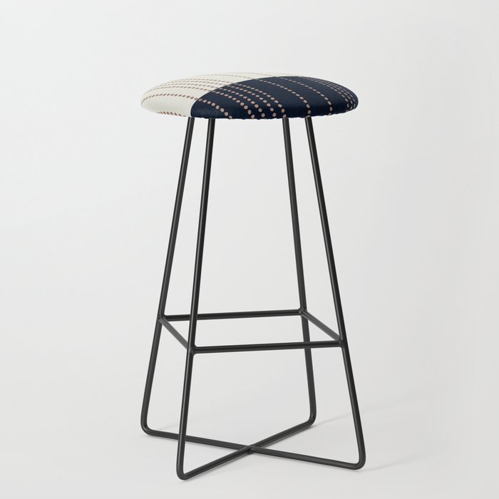 Spotted Stripes, Navy, Ivory and Light Terracotta Stool Gallery Image 1