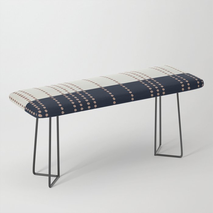 Spotted Stripes, Navy, Ivory and Light Terracotta Bench Gallery Image 1