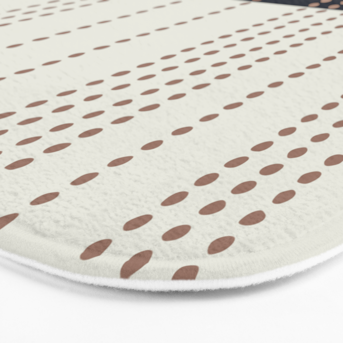 Spotted Stripes, Navy, Ivory and Light Terracotta Bath Mat Gallery Image 3