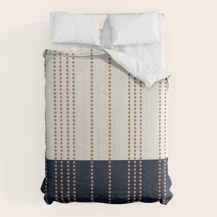 Spotted Stripes, Navy, Ivory and Light Terracotta Comforter Gallery Image 6