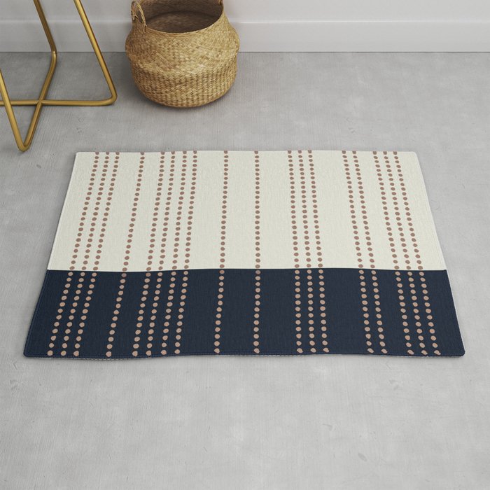 Spotted Stripes, Navy, Ivory and Light Terracotta Rug Gallery Image 1