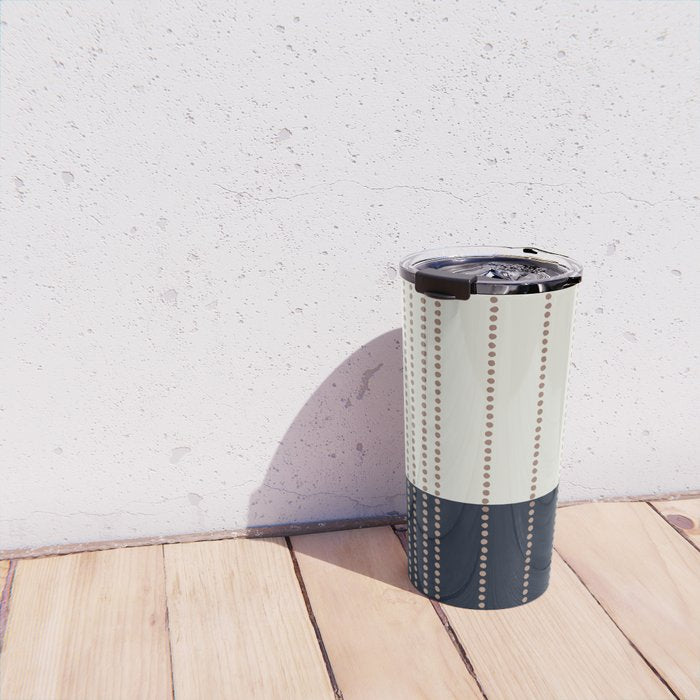 Spotted Stripes, Navy, Ivory and Light Terracotta Travel Mug Gallery Image 4