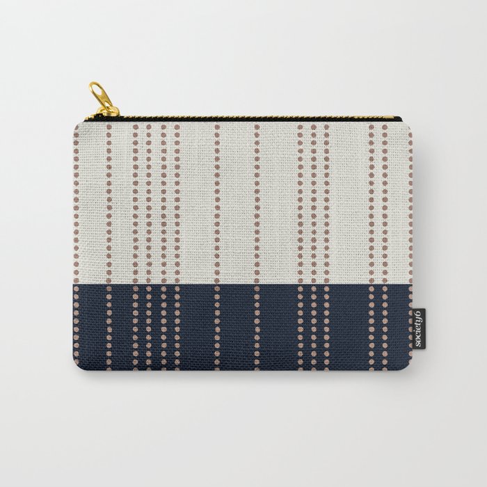 Spotted Stripes, Navy, Ivory and Light Terracotta Carry All Pouch Gallery Image 1