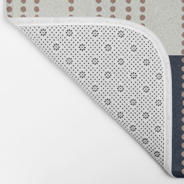 Spotted Stripes, Navy, Ivory and Light Terracotta Bath Mat Gallery Image 2