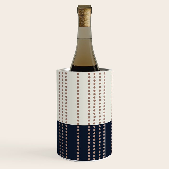 Spotted Stripes, Navy, Ivory and Light Terracotta Wine Chiller Gallery Image 2
