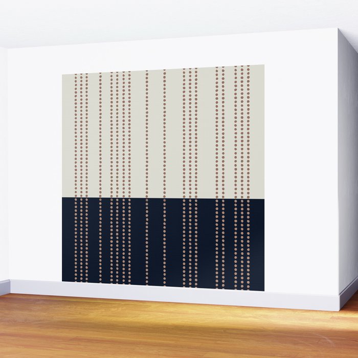 Spotted Stripes, Navy, Ivory and Light Terracotta Wall Mural Gallery Image 2