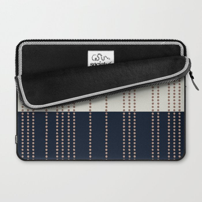 Spotted Stripes, Navy, Ivory and Light Terracotta Laptop Sleeve Gallery Image 2