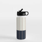 Spotted Stripes, Navy, Ivory and Light Terracotta Water Bottle Gallery Image 1