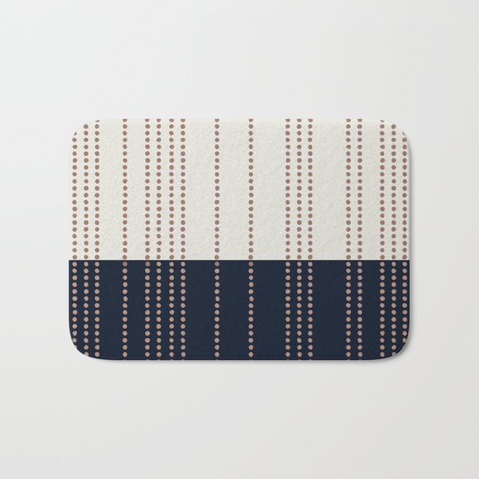 Spotted Stripes, Navy, Ivory and Light Terracotta Bath Mat Gallery Image 1