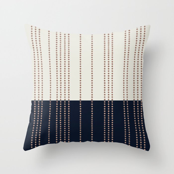 Spotted Stripes, Navy, Ivory and Light Terracotta Throw Pillow Gallery Image 6
