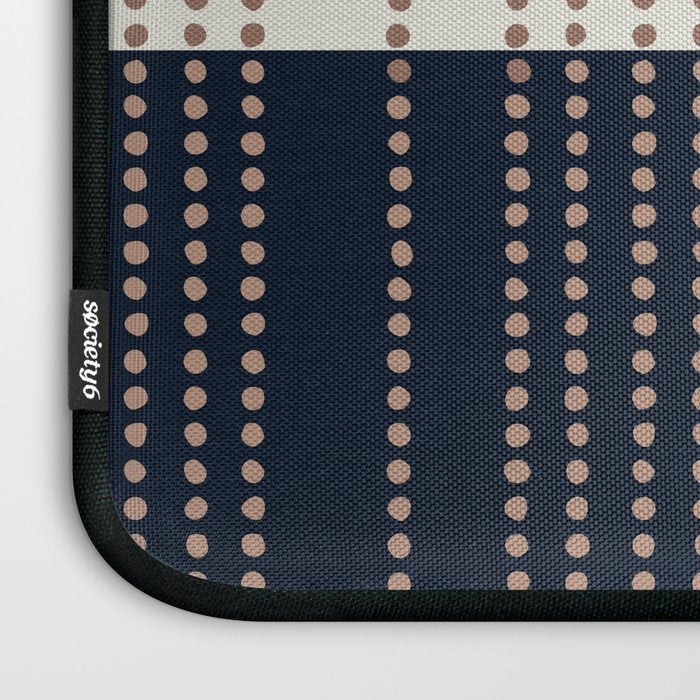 Spotted Stripes, Navy, Ivory and Light Terracotta Laptop Sleeve Gallery Image 3