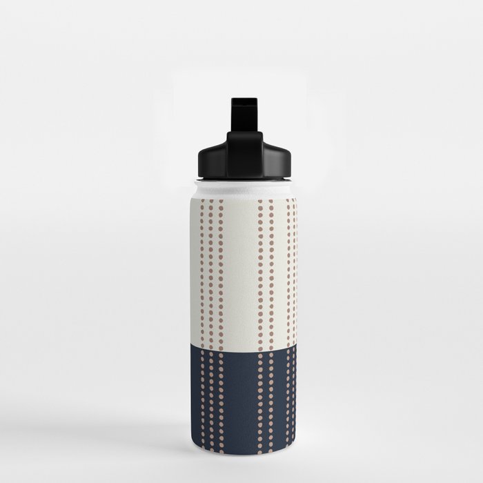 Spotted Stripes, Navy, Ivory and Light Terracotta Water Bottle Gallery Image 2