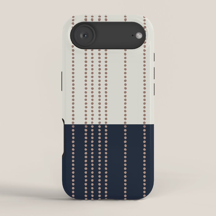 Spotted Stripes, Navy, Ivory and Light Terracotta iPhone Case Gallery Image 2