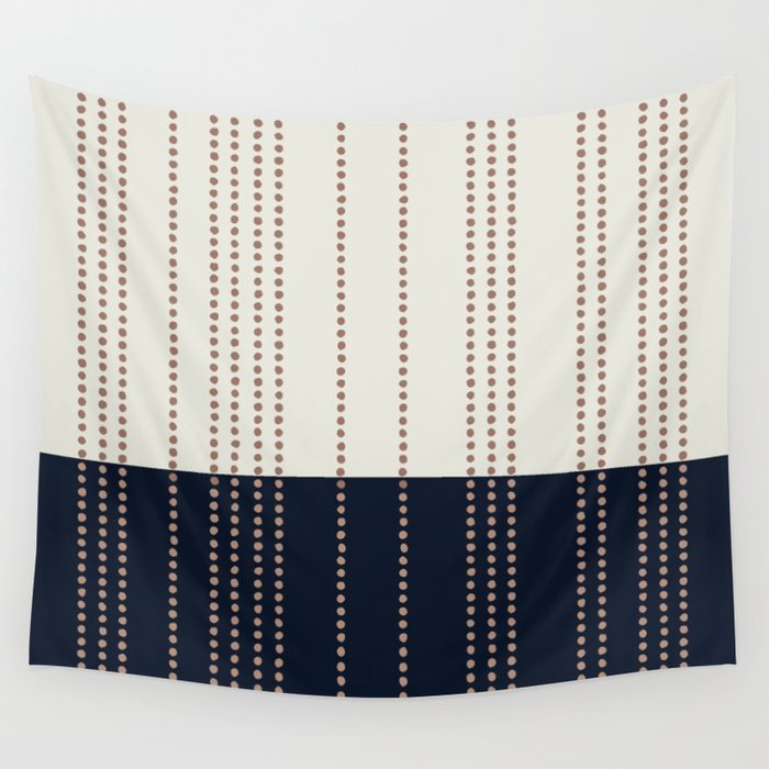 Spotted Stripes, Navy, Ivory and Light Terracotta Wall Tapestry Gallery Image 4