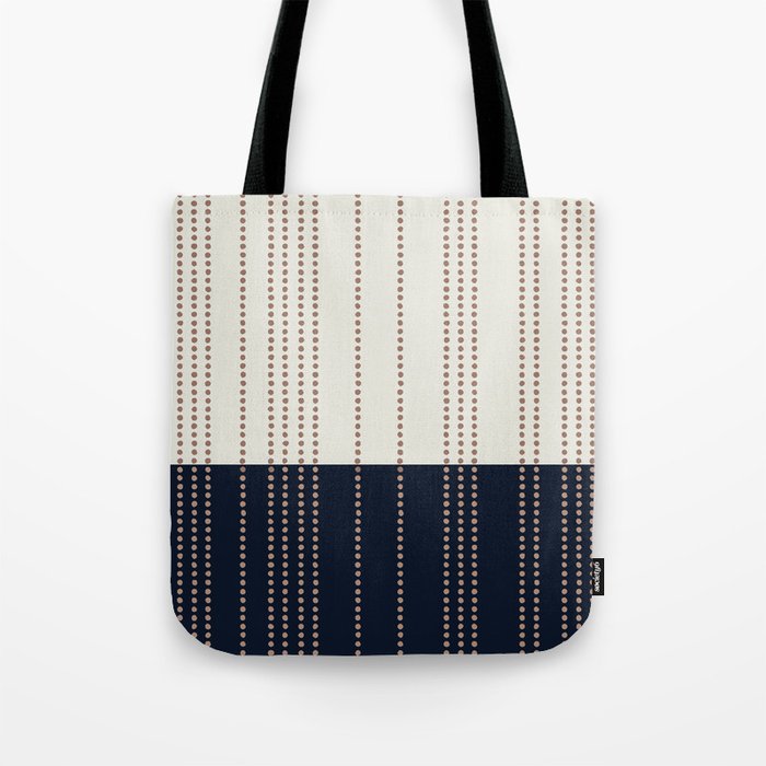 Spotted Stripes, Navy, Ivory and Light Terracotta Tote Bag Gallery Image 1
