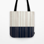 Spotted Stripes, Navy, Ivory and Light Terracotta Tote Bag Gallery Image 1
