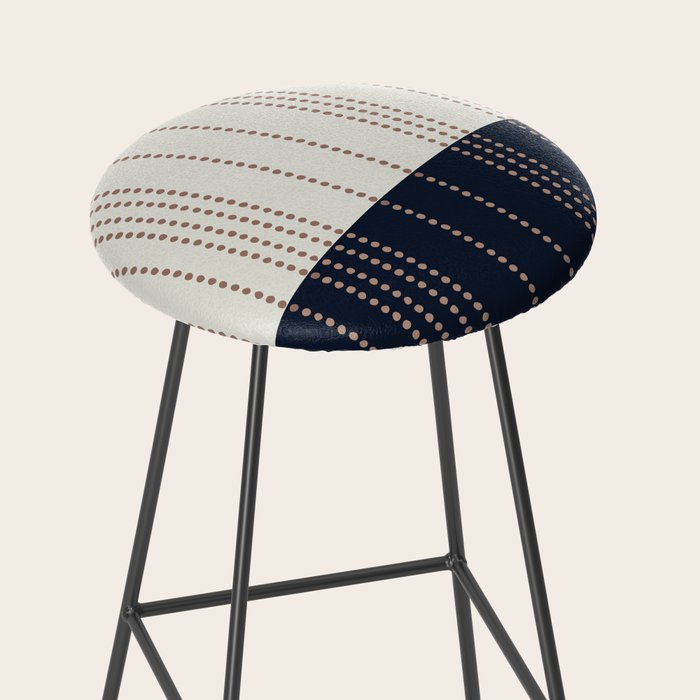 Spotted Stripes, Navy, Ivory and Light Terracotta Stool Gallery Image 2