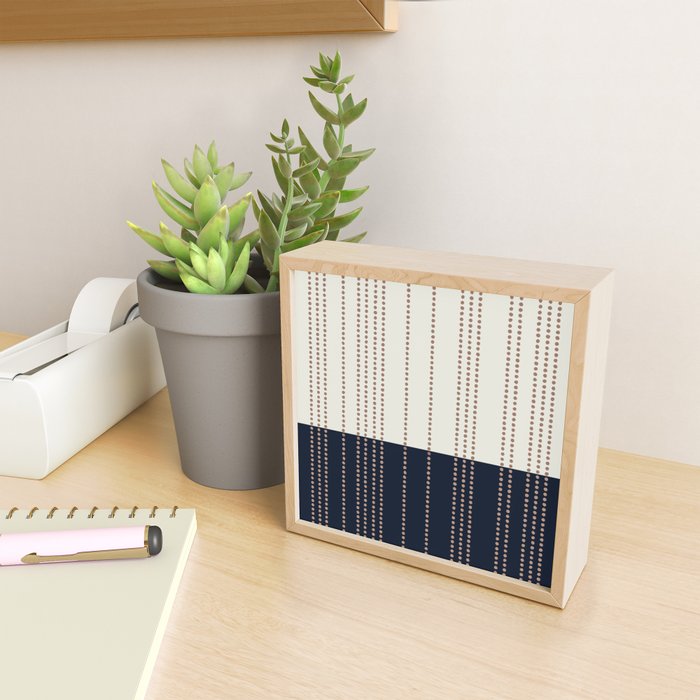 Spotted Stripes, Navy, Ivory and Light Terracotta Mini Art Print Gallery Image 2