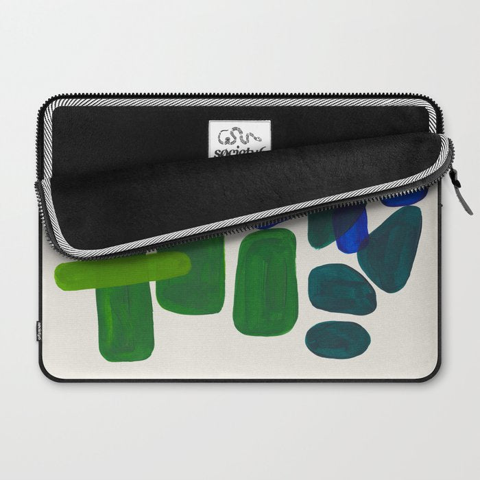Minimalist Modern Mid Century Colorful Abstract Shapes Phthalo Blue Lime Green Gradient Overlapping Laptop Sleeve Gallery Image 2