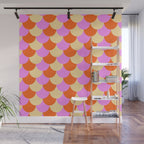 Scale Pattern / Art-deco - Pink, Orange, Cream Wall Mural Gallery Image 1