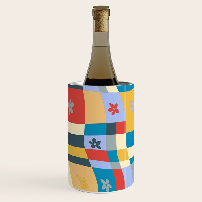 Colorful wavy checkerboard Wine Chiller Gallery Image 1
