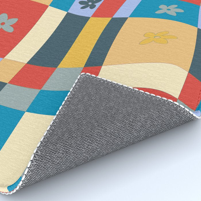 Colorful wavy checkerboard Rug Gallery Image 4