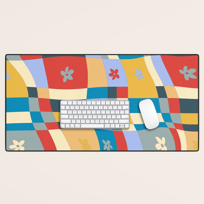 Colorful wavy checkerboard Desk Mat Gallery Image 1