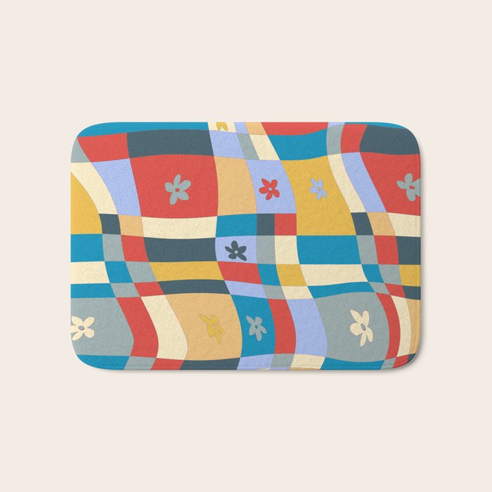 Colorful wavy checkerboard Bath Mat Gallery Image 1